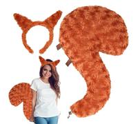 Animal Costume for Children, Set of Ears and Tail Squirrel | Realistic Cosplay Outfit in Plush Unisex for Adults Children Boys Girls Preschool Zoo