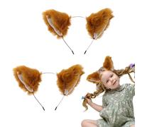 Animal Costume Headband Fox Ears Set of 2 - Headband with Pink Fox Ears and White Bow - Size 24 x 22 cm - Elastic for Adults & Children - Perfect for Carnival, Theme Party, Hallow
