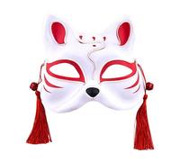 Animal Costume Party Accessory for Halloween Cute Half Face Masquerade Cosplay Japanese Design Perfect for Festivals and Parties (White, 20x15x7cm)