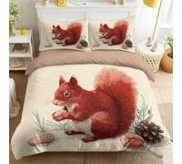 Animal, Cosy, Serene Calming Duvet Cover Set Soft Breathable Peanuts, squirrels, pinecones Bedding Set Super Soft With Pillowcases Durable & Easy Care Kids & Teens Bedroom Decor