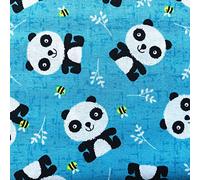 Animal Cotton Fabric - 100% Cotton Poplin, 44” Wide - Animal Nursery Themed Material for Sewing, Quilting, Crafts, Kids Nature Fabric Baby Nursery (Blue Panda, Metre)