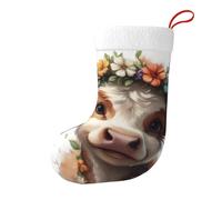 Animal cow Christmas Stocking 17.7", Festive Hanging Sock for Fireplace Mantel, Holiday Decorations