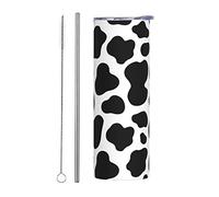 Animal Cow Pattern Print Black Tumbler Cup 20 oz, Stainless Steel Mug Vaccum Insulated Skinny Tumblers with Lid and Straw Double Wall Feak Proof Coffee Travel Mug Birthday Gift for Women Men
