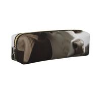 Animal Cow Picture Leather Pencil Case Gold Zipper Pen Pencil Pouch Bag Organizer for Girls Boys Student School Office College