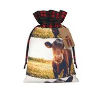 Animal Cow Printed Gift Bag, Perfect Color Blocking Burlap Gift Bag