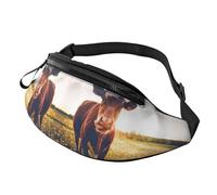 Animal Cow Waist Bag Bumbags for Men Women, Print Polyester Waist Pack for Travel Walking Sport with Adjustable Strap