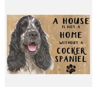 Animal Crackers 20Cm Metal Brown & White Cocker Spaniel 'a House Is Not A Home' Hanging Sign