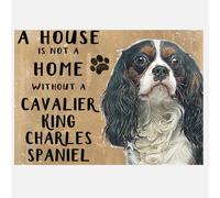 Animal Crackers 20Cm Metal King Charles Spaniel 'a House Is Not A Home' Hanging Sign