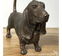 Animal Crackers Basset Hound Figurine In Solid Cold Cast Bronze, Dog Lover Home Decoration