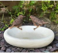 Animal Crackers Bird Bath Or Feeder, Aged Stone Effect Bowl With 2 Decorative Bronze Effect Wrens. Ideal Bird Lover Gift.