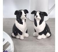 Animal Crackers Border Collie Ceramic Salt & Pepper Shaker Set in Black Animal Crackers Black