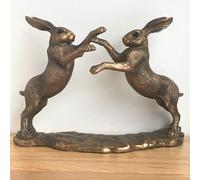 Animal Crackers Boxing Hares Figurine From The Leonardo Reflections Bronzed Range, Gift Boxed.