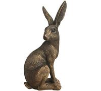 Animal Crackers bronze effect Sitting Hare ornament figurine by Leonardo, height 22cm, in gold gift box