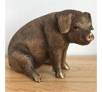Animal Crackers Bronze Effect Sitting Pig Ornament, Leonardo Reflections Bronzed Collection, Gift Boxed