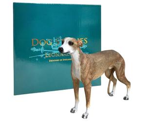 Animal Crackers Brown & White Greyhound Dog figurine from the Dog Studies range, gift boxed dog lover collectible. Length 17.5cm.