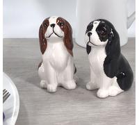 Animal Crackers Cavalier King Charles Spaniel Ceramic Salt & Pepper Shaker Set in White Animal Crackers White