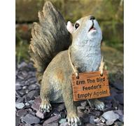 Animal Crackers Cheeky Squirrel With Removable 'bird Feeder's Empty' Sign Garden Ornament
