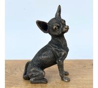 Animal Crackers Chihuahua Figurine In Solid Cold Cast Bronze, Gift Boxed