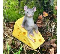 Animal Crackers Cute Mouse On Cheese Wedge Fairy Woodland Or Garden Ornament