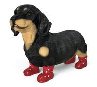Animal Crackers Dachshund Dog In Spotty Red Wellington Boots Figurine