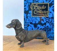 Animal Crackers Dachshund Figurine In Solid Cold Cast Bronze, Gift Boxed