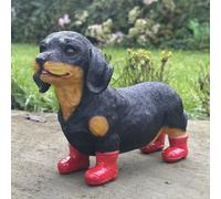 Animal Crackers Dachsund Sausage Dog In Red Wellington Boots Figurine, Gift Boxed