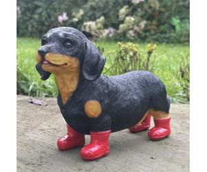 Animal Crackers Dachsund Sausage Dog In Red Wellington Boots Figurine, Gift Boxed