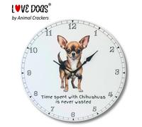 Animal Crackers Dog Breeds Clock With 'time Spent With Chihuahuas Is Never Wasted' Wording