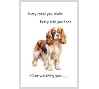 Animal Crackers Dog lover novelty Tea Towel, with Dog Breed image and 'Watching you' funny wording, quality cotton, 66cm, machine washable (White, Cavalier King Charles Spaniel)