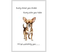 Animal Crackers Dog lover novelty Tea Towel, with Dog Breed image and 'Watching you' funny wording, quality cotton, 66cm, machine washable (White, Chihuahua)