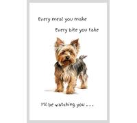 Animal Crackers Dog lover novelty Tea Towel, with Dog Breed image and 'Watching you' funny wording, quality cotton, 66cm, machine washable (White, Yorkshire Terrier)