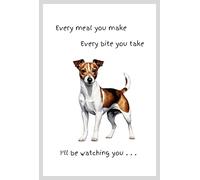 Animal Crackers Dog lover novelty Tea Towel, with Dog Breed image and 'Watching you' funny wording, quality cotton, 66cm, machine washable (White, Jack Russell)
