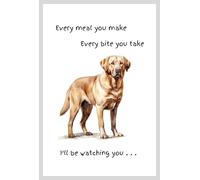 Animal Crackers Dog lover novelty Tea Towel, with Dog Breed image and 'Watching you' funny wording, quality cotton, 66cm, machine washable (White, Yellow Labrador)