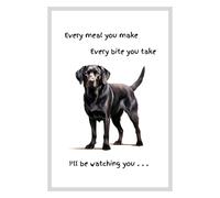 Animal Crackers Dog Tea Towel With 'Watching You' Funny Wording - Black Labrador in White Animal Crackers White One Size