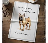 Animal Crackers Dog Tea Towel With 'watching You' Funny Wording (French Bulldog)