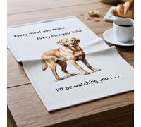 Animal Crackers Dog Tea Towel With 'watching You' Funny Wording (Golden Labrador)