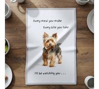 Animal Crackers Dog Tea Towel With 'watching You' Funny Wording (Yorkshire Terrier)