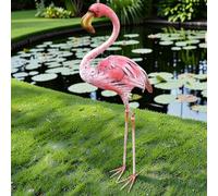 Animal Crackers Flamingo Garden Ornament All Metal Vintage Style Statue, 100cm