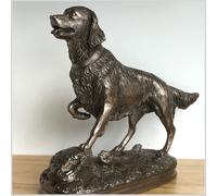 Golden Retriever On Rocks Dog Figurine In Solid Cold Cast Bronze, Quality Dog Lover Home Decoration Animal Crackers Bronze One Size