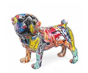 Animal Crackers Graffiti Art bright coloured standing Pug ornament figurine Dog lover gift