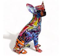 Animal Crackers Graffiti Art Chihuahua Figurine, Bright Colour On Trend Design Home Decoration