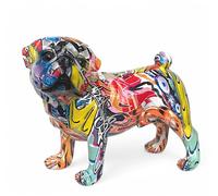 Animal Crackers Graffiti Art Pug Figurine, Bright Colour Home Decoration Animal Crackers Multicolor