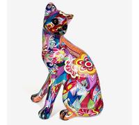 Animal Crackers 'groovy Art' Cat Figurine, Bright Colour Novelty Design Home Decoration, Height 22Cm
