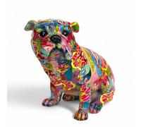 Animal Crackers 'groovy Art' Sitting Bulldog Figurine, Bright Colour Novelty Design Home Decoration