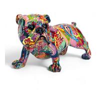 Animal Crackers 'groovy Art' Standing Bulldog Figurine, Bright Colour Novelty Design Home Decoration