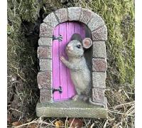 Animal Crackers Heavy resin Mouse doorway fairy garden door ornament decoration mice lover gift (Pink Door)