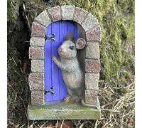 Animal Crackers Heavy resin Mouse doorway fairy garden door ornament decoration mice lover gift (Purple Door)