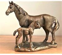 LEONARDO Horse Mare & Foal figurine aged bronze effect, Bronzed Reflections range, gold gift box