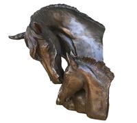 Animal Crackers Horse & Foal Heads sculpture in solid Cold Cast Bronze, designed by David Geenty, super quality heavy weight home decoration, great horse lover gift, boxed