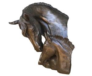Animal Crackers Horse & Foal Heads sculpture in solid Cold Cast Bronze, designed by David Geenty, super quality heavy weight home decoration, great horse lover gift, boxed